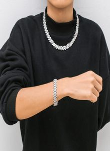 Moda Hip Hop Kolye Erkekler Tasarımcı Bilezik 14mm Küba Bağlantı Zinciri Gerçek Altın Kaplama Kolyeleri 1618202224inch Rapçi Diamond4389405
