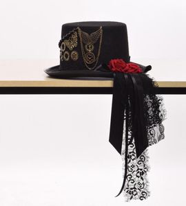 Accessori costumi a vapore unisex vintage marcia marcia nera nera rossa uomo cappello da donna fedora regalo veloce spedizione 8938071