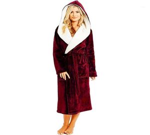 Women039S Sleepwear 2021女性冬の固形色の女性ぬいぐるみ伸びたショールバスローブホームズホームズローブホームウェア7049258