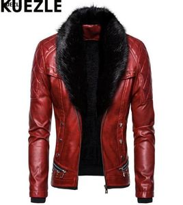 Men039s Fur Faux Casaco Men Biker Leather Jacket Collar Detachable Motocycle Jackets Coats Casual PU Chaqueta Moto Hombre3657804