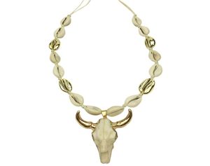 Cow toro bull testa a ciondolo collana donna catena di corda catena naturale cowrie guscio lungo cranio boho gioielli collier femme 2020 kolye y23149910