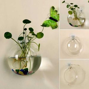 Planters Pots Transparent glass vase wall mounted hydroponic fish tank Potted plant pot diameter 8cm/10cm/12cmQ240517