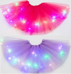Multicolor cute kids LED dress with lights star Sequin Tutu Skirt puffy luminous girl dresses for stage performance and Party 20pc1774880