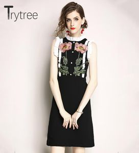 Trytree Women Spring Summer Dress Haft vintage Butterfly Dress Party Oneck poliestrowa koszula Kyliejenner Aline sukienki Y19051621880