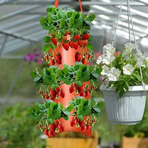 Planters POTS 8-håls tygvägg hängande tillväxtpåse Strawberry Herb Nursery Garden Flower and Plant Growth Container balkong Decorationq240517