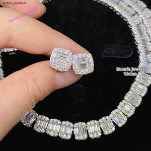 8.5mm Width Hip Hop Bling Jewelry Buss Down Vvs Moissanite Diamond Tennis Chain Women Luxury Necklace