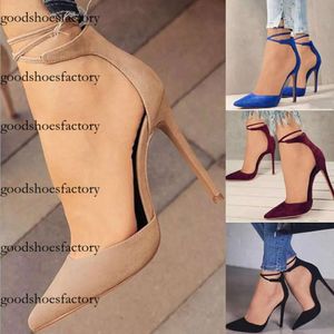 Sale-Dress Hot New Women Sexy Pumpar Stiletto Pointed Toe Party Ankle Strappy High Heels Black Ladies Wedding Shoes Original Edition