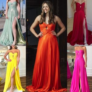 Pink Prom Queen Kleid gelbe rote Minze Metallic Chiffon Maxi Festzug Winter formaler Abend Cocktail Party Landebahn Schwarz-Tie-Gala Oscar Ruched Schlüsselloch Mieder hoher Schlitz