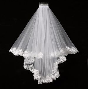 Elegant WhiteIvory Two Layers Tulle Net Tulle Bride Veil 15m Long Lace Edge Tulle Veil For Wedding New SLV0023342121