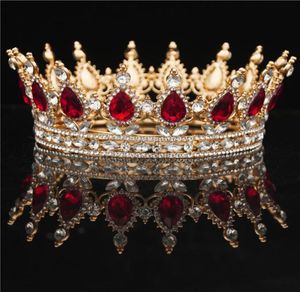 Bridal Crystals Headpieces Vintage Royal Queen King Tiaras och Crowns Menwomen Pageant Prom Diadem Hair Ornament Wedding Hair Je7246383