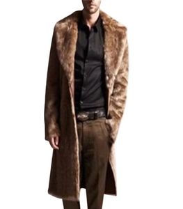Mens Cashmere Trençkot 2018 Kış Kalın Sıcak Sahte Kürk Ceketler Uzun Artı Boyut Boyutlu Kürk Palto Homme3619477
