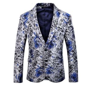 Blazers Men039s Suits Spring and autumn flower suit style printed slim single breasted Blazer youth coat1996215