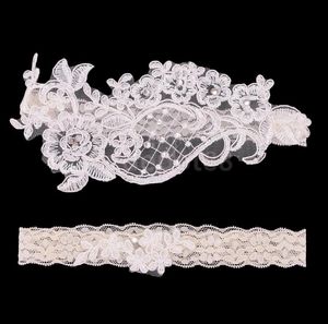 Wholesale-2pcs Wedding Bridal Garter White White Flower Reno Garter Women Bride Garter Set Accessori 1 per mantenere 1 a lanciare3410252