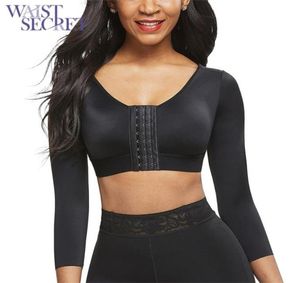 Midjehemliga kvinnor039s Shapewear Topps Bär din egen BRA lång ärm Slim Crop Top Shaper Body ARM Slimming Underwear LJ202789438