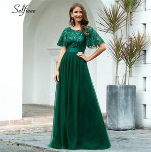 Ny höstdekorationsklänning Elegant A Line O Neck Flare Sleeve Sequined Long Formal Party Dresses for Women Plus Size Fall 2020 T21789256