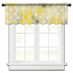 Curtain Painted Mottled Modern Morocco Yellow Kitchen Small Window Tulle Sheer Short Living Room Home Decor Voile Drapes