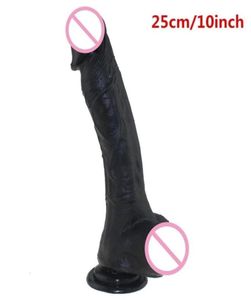 Silizium großer schwarzer Riesen Dildos Realistischer Masturbator Massaga Vagina für Frauen Erwachsene für Frauen Sex Shop 25cm Y1910175659702