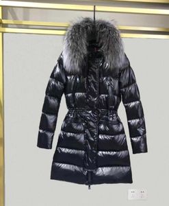 女性100ビッグリアルアライグマフードダウンコート厚い暖かいダブルジッパードローストリングスリムジャケットウォータープルーフパーカーブラックホワイト3911229