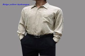 men039s قمصان عارضة من الحرير الطبيعي قميص Longsleeve 19 Momme of Pure Men Jacquard6153156
