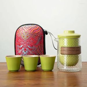 Conjuntos de teaware Mini Teacup Teacup Conjunto de chá de luxo ao ar livre e xícara 6 PCs Cerâmica de viagem portátil kungfu um pote três xícaras completas