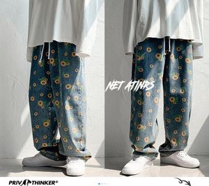 Privathinker Men039s Daisy Printing Summer Prosty dżinsy Man 2020 Modne Hip Hop dżinsy Joggers Mężczyznę luźne dżinsowe spodnie Clothin6667867