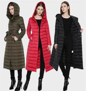 Nya kvinnor extra nere lång eller mellersta kappa vintermärke highknä ultratin smala kvinnor ner rockar kvinnlig lätt huva jacka5369656