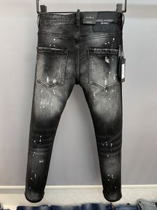 2024 Nya män jeans hål ljusblå mörkgrå Italien varumärke man långa byxor byxor streetwear denim mager smal rak cyklist jean för d toppkvalitet 28-38 storlek ds d98560