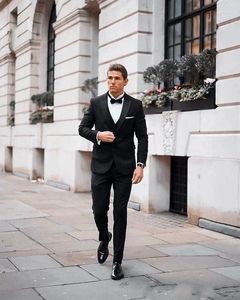 メンズスーツ2024ブラックエレガントフォーマルな結婚式の男性Groom Tuxedo Prom Slim Fit Blazer