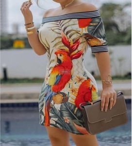 Sexy New Club Womens Slim Pencil Skirt Printing Short Sleeves Princess Ladies Party Casual Dresses Clothes Size S3XL6808806