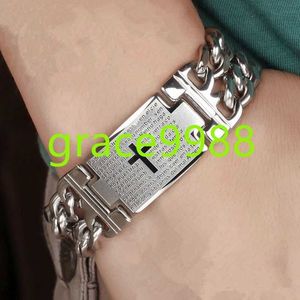 Klasyczne Bracelety łańcucha linków ze stali nierdzewnej dla mężczyzn Hiszpanię biblijną modlitwę Lord Black Gold White Titanium Biżuteria hurtowa