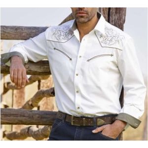 Jesienna Top Top Men's Long Inteved Shirt Western Cowboy Trendy Leeved Hirt