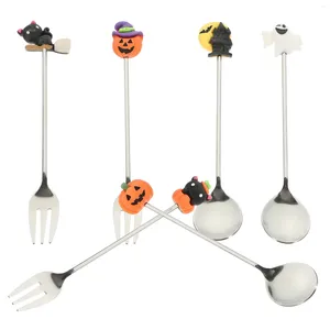 Skedar Flatware Restaurant Fork dessert sked mångsidig rostfritt stål kaka halloween middag pumpa