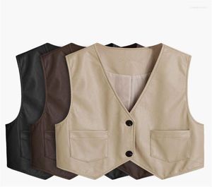 Женщины 039S Женщины Женщина PU Кожаная женщина Slim Fit Casual Motorcycle Faux Vest Labecoat Ladies Fashion Dleveless A170 STRA224817914