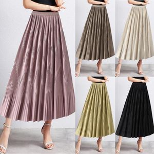 Skirts For Women Trendy Summer Mid Length Skirt A Line High Waisted Pleated Holiday Party Women'S Clothing