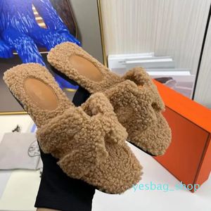 autumn and winter new candy color fashion lamb wool flat fur mop female casual wear flip-flops
