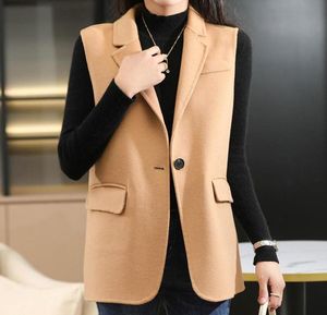 Women039s Vests 2021 Autumn and Winter Pure Wool Doubleided Woolen Vest Midlength Suit Collar Coat Slim Sleeveless Jacket9189628
