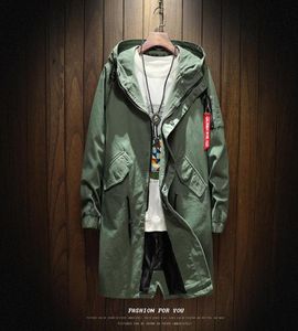 2017 Herbst Man Jacke Männlicher Trench Coat Übergroße Hoodies Graben junger Mann Hochqualität 100 Baumwollmarke Langer Windbreaker L6710540