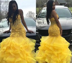 Parti Elbiseleri Sarı Renk Uzun Prom 2024 Güney Afrikalı Siyah Kızlar Sevgilim Aletleri Tatil Mezuniyet Giyim Gece önlükleri