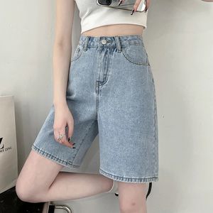 2024 Summer Kobiety Dżinsy w lupgy proste vintage streetwear krótkie ubranie niebieskie czarne y2k 240510