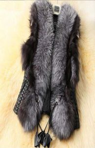 womens winter fur coat vest jacket Faux Fur Leather Vest Outerwear Waistcoat Fur Collar Gilet veste9465614