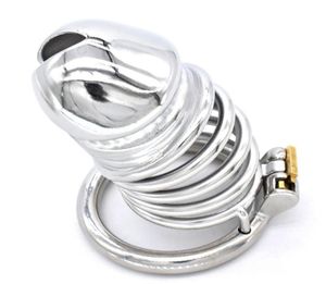 Male Device Stainless Steel Cock Cage Penis Rings Virginity Lock Belt Fetish BDSM Adult Sex Toys For Man 557128639