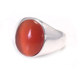 S925 Sterling Silver Natural Stone Rings for Men Red Black Color Agate Turkish Handgjorda smycken Luxur Ring Smidig enkel design 240509