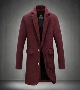 Cały 5xl 2017 Nowy płaszcz Trench Men Top Fashion Style Spring Winter Overcoat Męska marka Odzież Wino Red Homme Trench6553364