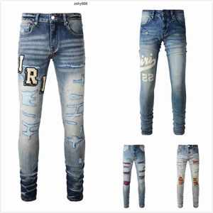 Designer Jeans for Mens Jeans Linen Hip Hop Men Jeans Distressed Ripped Biker Slim Fit Motorcycle for Men Embroidery