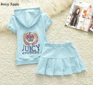 Apple Women039s Tracksuits Summer Women 2 Piece Set 2022 New Sweet Sexy Fashion Casual Hooded Jacket and Skirt Twopiece 3202423
