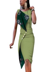 Nowe modne sukienki afrykańskie dla kobiet seksowne bez rękawów Bazin Riche African Print Botton Sukienka Lady Eleganckie sukienki imprezowe WY3522897345