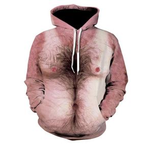 Men039s Hoodies Sweatshirts 3d Männer Sweatshirt Mode lustige Muskel haarige Brust Haardruck für Frauen Herbst Winter Pullover2646523