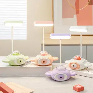 Table Lamps Cute Airplane Shape Night Light Student LED Lamp With Pencil Sharpener USB Rechargeable Bedroom Soft Desk