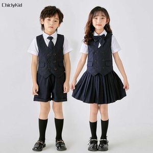 Giyim Setleri Erkek Yaz Okulu Üniforma Tank Top Şort Kızlar Bel Ceket Etek Çocuk Anaokulu Seti Q0517