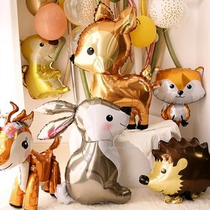 Motyw zwierząt Foil Balon Deer Rabbior Squirrel Safari Decor Dorosły Dzieci Ballons Dekoracja Dekoracja 240514